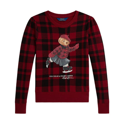 Polo Ralph Lauren Girl's Plaid Polo Bear Fleece Sweatshirt Multi