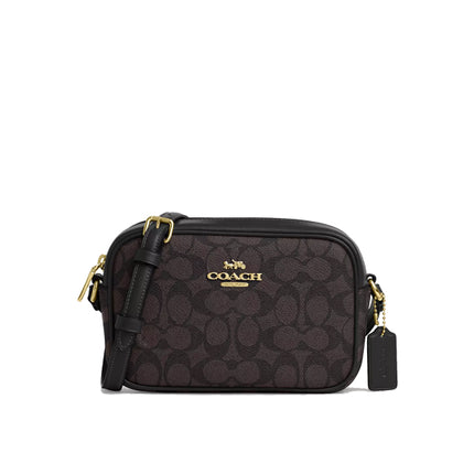 Coach Women's Mini Jamie Camera Bag In Signature Canvas Gold/Walnut/Black - Hemen Kargoda