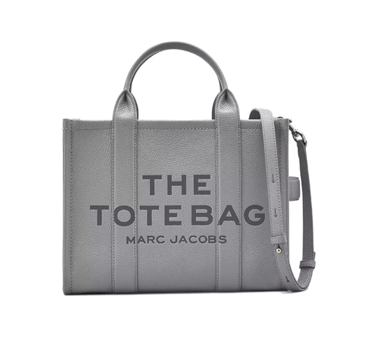 Marc Jacobs Women's The Leather Medium Tote Bag Wolf Grey - Hemen Kargoda