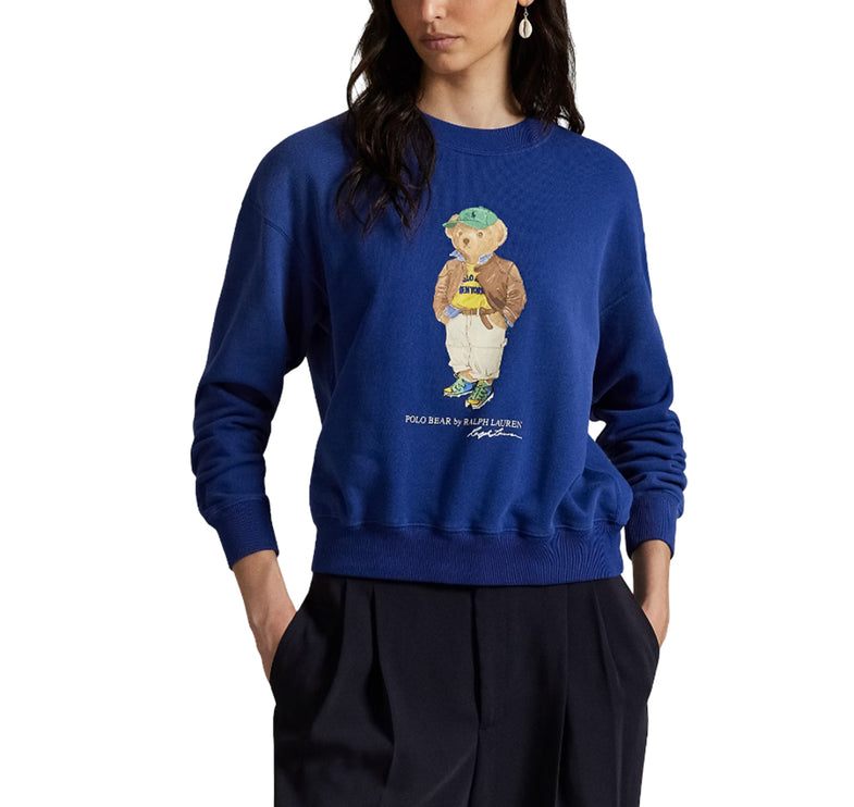 Polo Ralph Lauren Women's Polo Bear Lightweight Fleece Crewneck Blue Yacht