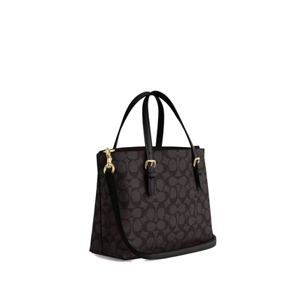 Coach Women's Mollie Tote Bag 25 In Signature Canvas Gold/Walnut/Black - Hemen Kargoda