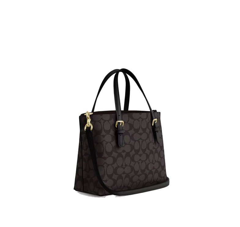 Coach Women's Mollie Tote Bag 25 In Signature Canvas Gold/Walnut/Black - Hemen Kargoda