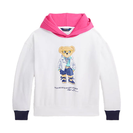 Polo Ralph Lauren Girl's Polo Bear Fleece Hoodie White - Hemen Kargoda