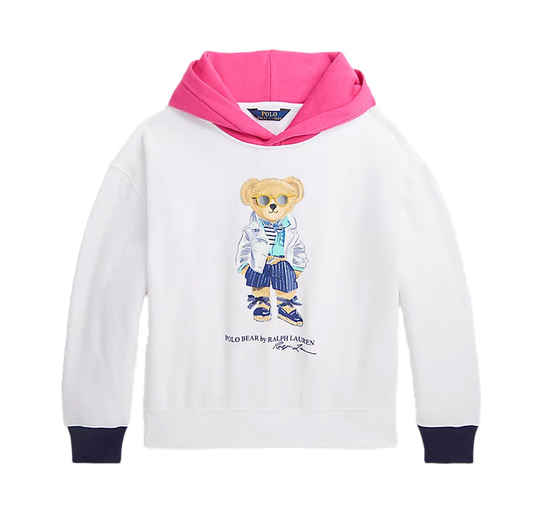 Polo Ralph Lauren Girl's Polo Bear Fleece Hoodie White - Hemen Kargoda