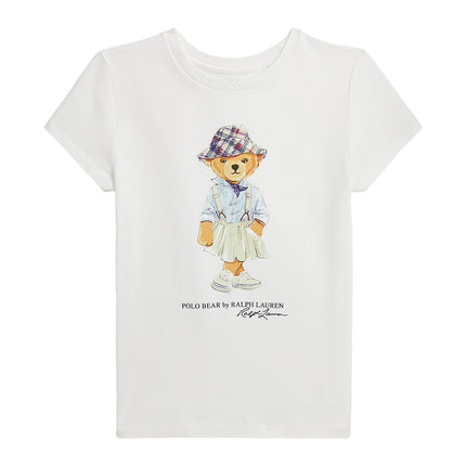 Polo Ralph Lauren Girl's Polo Bear Cotton Jersey Tee Deckwash White - Hemen Kargoda