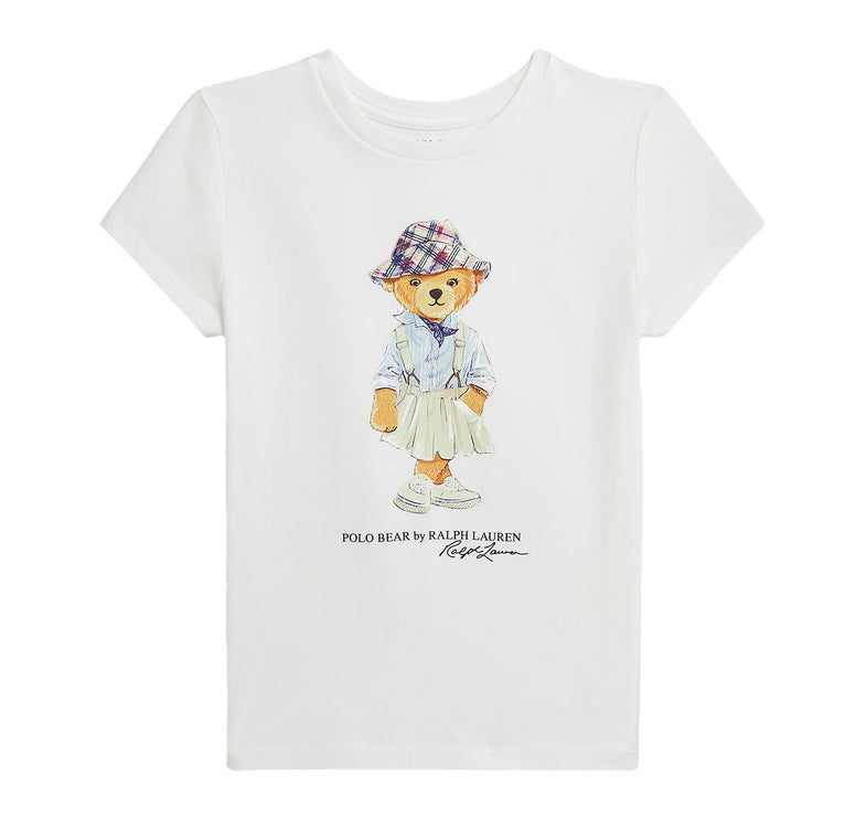 Polo Ralph Lauren Girl's Polo Bear Cotton Jersey Tee Deckwash White - Hemen Kargoda