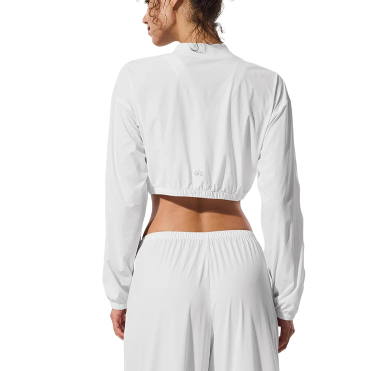 alo Women's Cropped Breezy Full-Zip Cover Up White