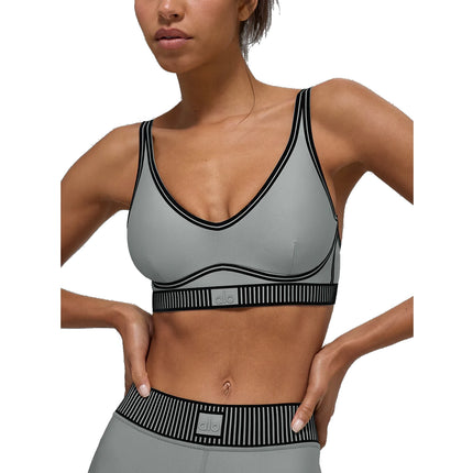alo Women's Airlift Line Up Bra Lunar Grey