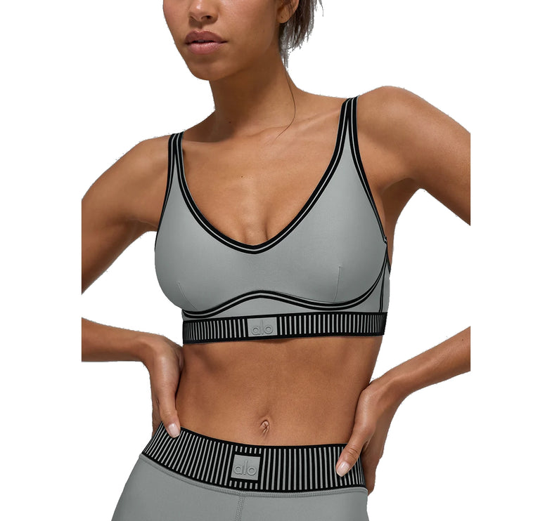 alo Women's Airlift Line Up Bra Lunar Grey