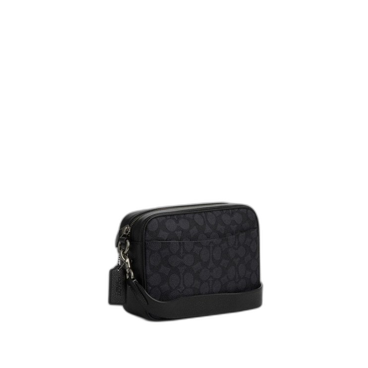 Coach Women's Warner Crossbody Bag In Signature Canvas Gunmetal/Charcoal/Black - Hemen Kargoda