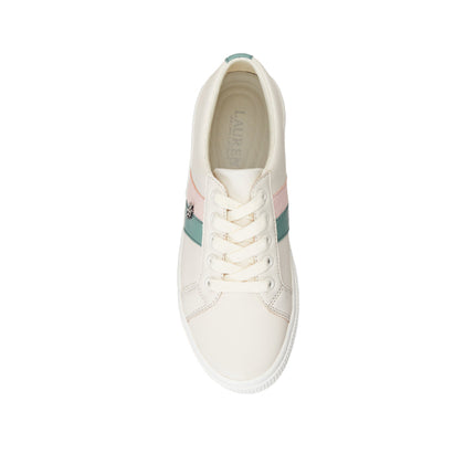 Polo Ralph Lauren Women's Janson II Leather Sneaker Soft White Pink Opal - Hemen Kargoda - Stok Bitirme İndirimi