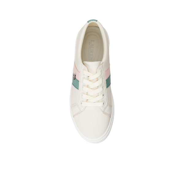 Polo Ralph Lauren Women's Janson II Leather Sneaker Soft White Pink Opal - Hemen Kargoda - Stok Bitirme İndirimi