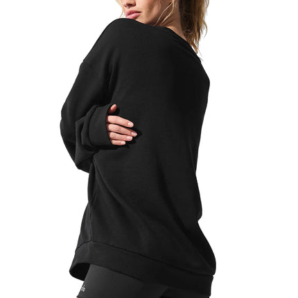 alo Women's Chill Crew Neck Pullover Black