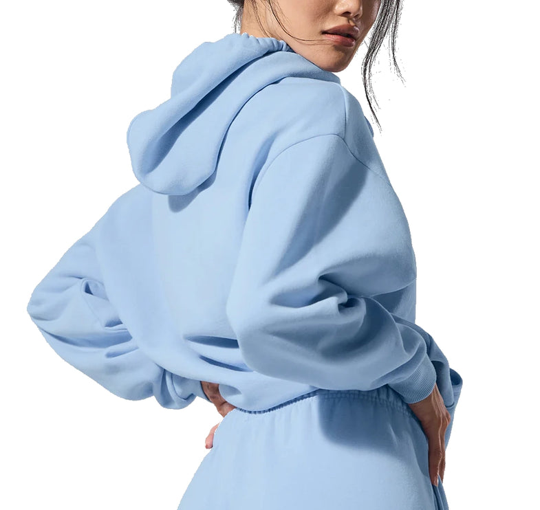 alo Women's Accolade Hoodie Seashell Blue