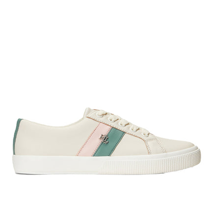 Polo Ralph Lauren Women's Janson II Leather Sneaker Soft White Pink Opal - Hemen Kargoda - Stok Bitirme İndirimi
