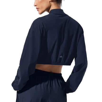 alo Women's Cropped Breezy Full-Zip Cover Up Navy