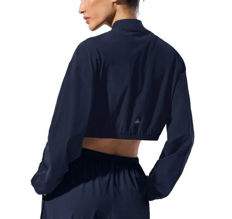 alo Women's Cropped Breezy Full-Zip Cover Up Navy