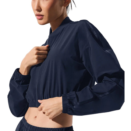 alo Women's Cropped Breezy Full-Zip Cover Up Navy