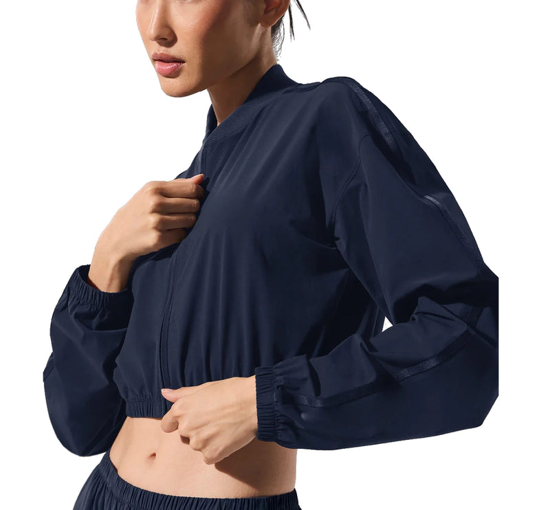 alo Women's Cropped Breezy Full-Zip Cover Up Navy