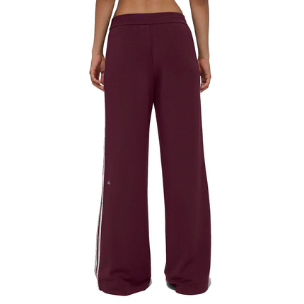 alo Women's Track Star Wide Leg Pant 32" (Long) Burgundy