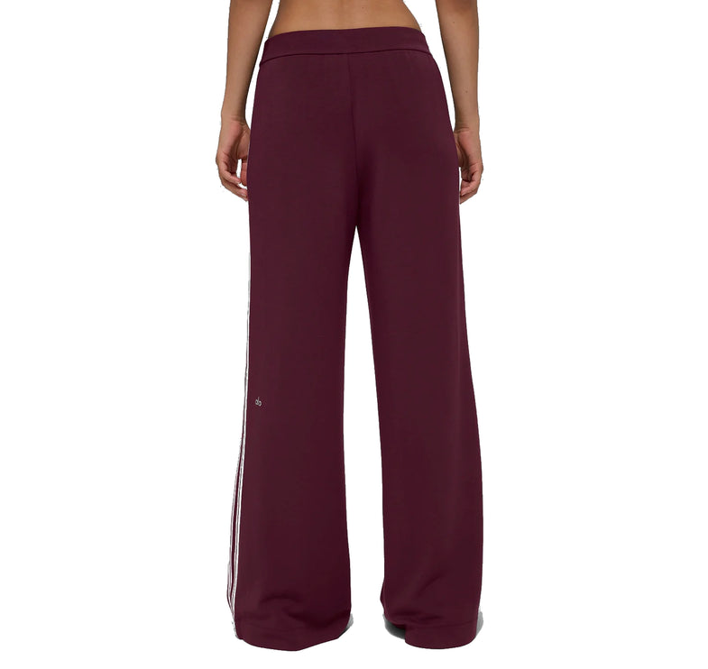 alo Women's Track Star Wide Leg Pant 32" (Long) Burgundy