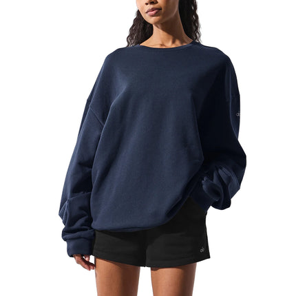 alo Women's Chill Crew Neck Pullover Navy
