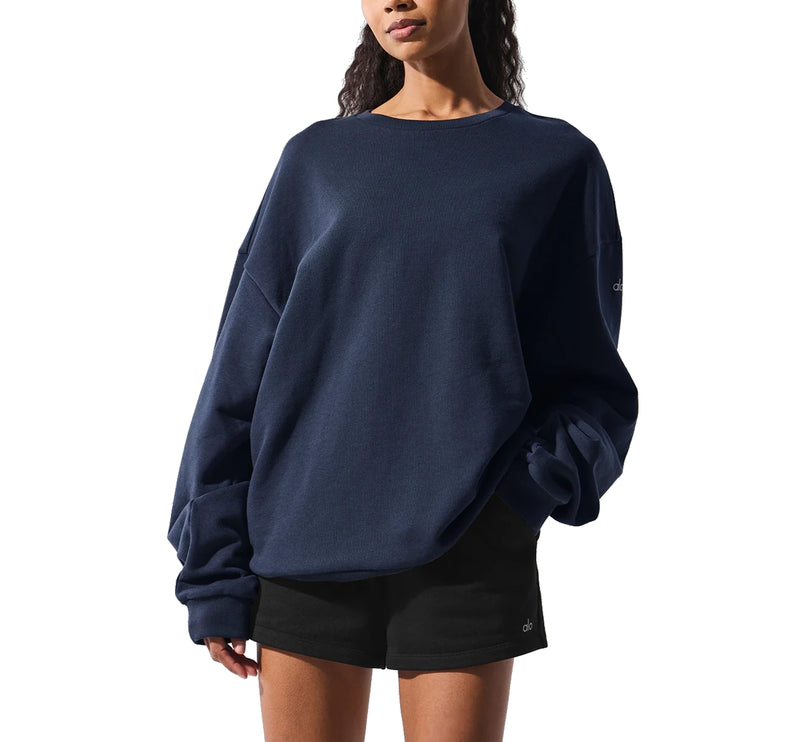 alo Women's Chill Crew Neck Pullover Navy