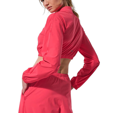alo Women's Cropped Breezy Full-Zip Cover Up Candy Red