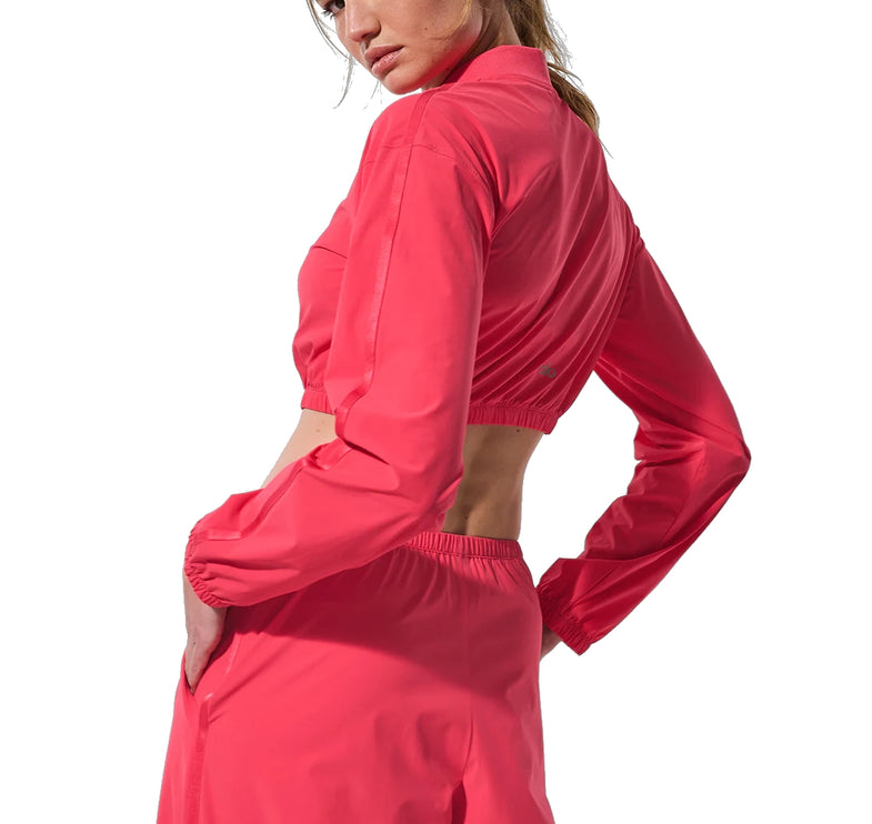 alo Women's Cropped Breezy Full-Zip Cover Up Candy Red