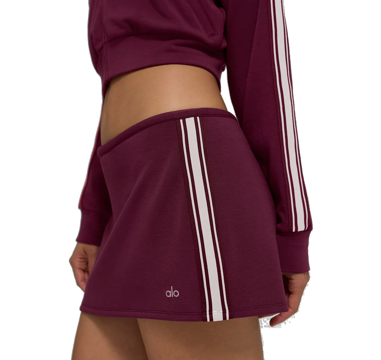 alo Women's Track Star Mini Skirt Burgundy