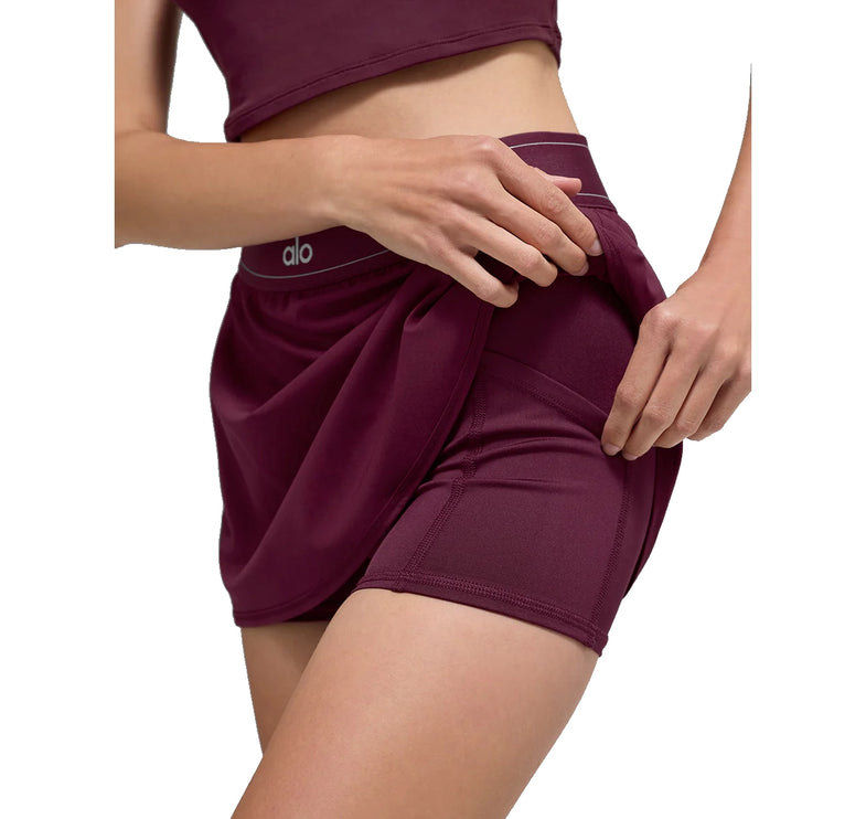 alo Women's Match Point Tennis Skirt Burgundy