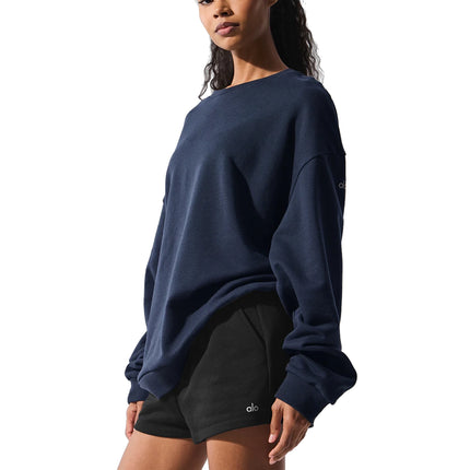 alo Women's Chill Crew Neck Pullover Navy