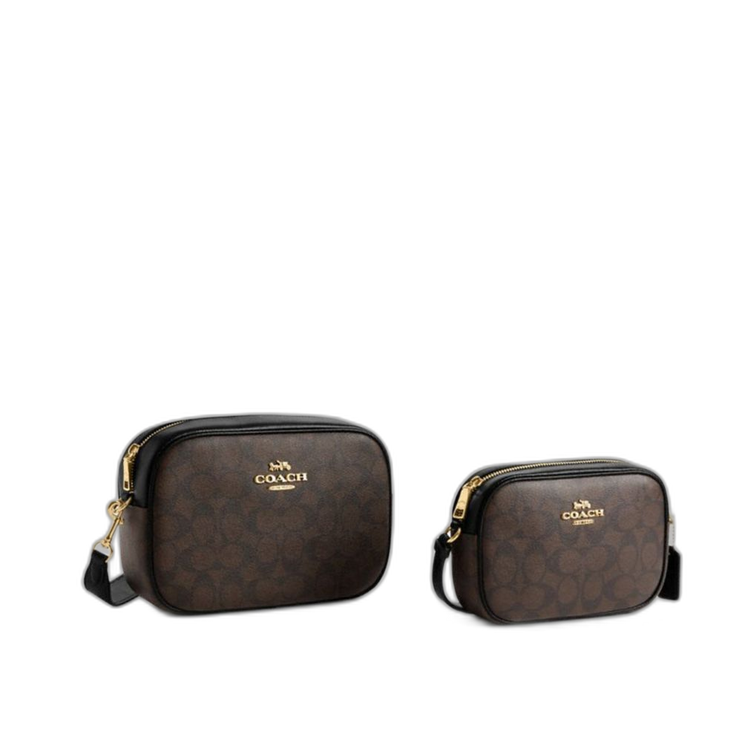 Coach Women's Mini Jamie Camera Bag In Signature Canvas Gold/Walnut/Black - Hemen Kargoda