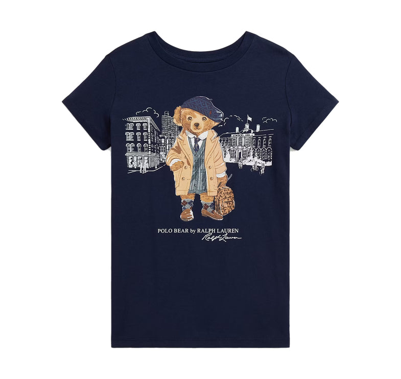 Polo Ralph Lauren Girl's Polo Bear Cotton Jersey Tee Refined Navy - Hemen Kargoda