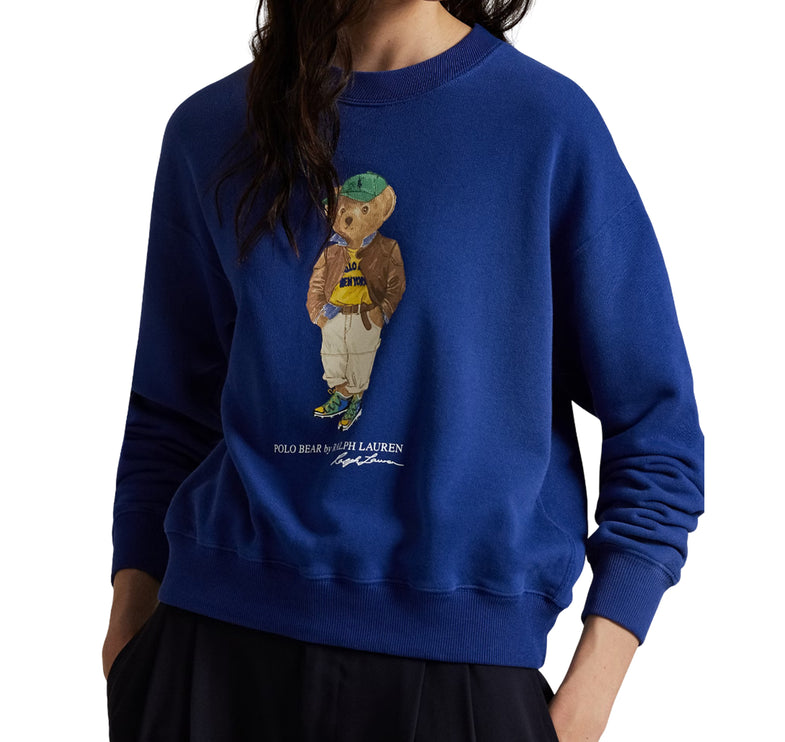 Polo Ralph Lauren Women's Polo Bear Lightweight Fleece Crewneck Blue Yacht