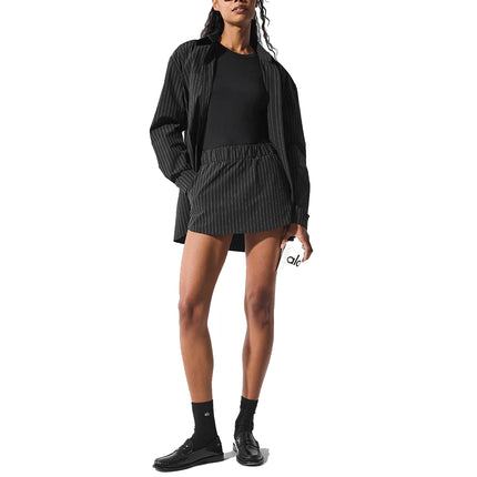 alo Women's Pinstripe Daylight Mini Skirt Black/Titanium