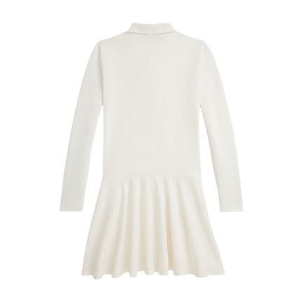 Polo Ralph Lauren Girl's Polo Bear Stretch Mesh Polo Dress Trophy Cream