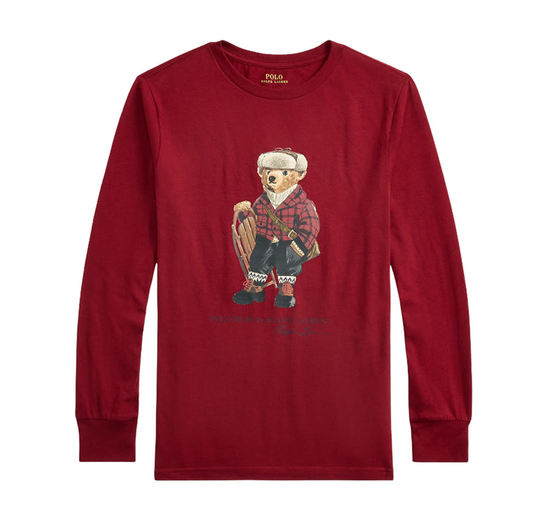 Polo Ralph Lauren Boy's Polo Bear Cotton Long-Sleeve Tee Holiday Red