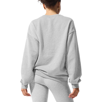 alo Women's Chill Crew Neck Pullover Athletic Heather Grey