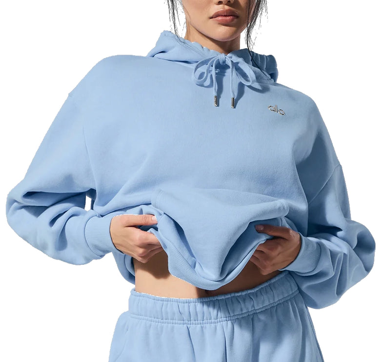alo Women's Accolade Hoodie Seashell Blue