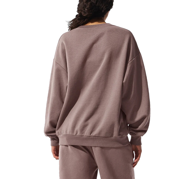 alo Women's Accolade Crew Neck Pullover Mushroom