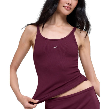 alo Women's Ribbed Prosper Tank Burgundy