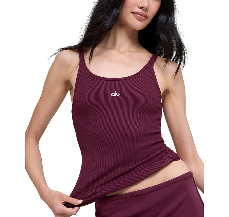 alo Women's Ribbed Prosper Tank Burgundy