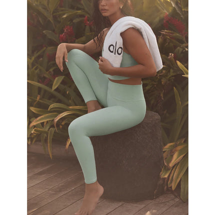 alo Women's Alosoft High-Waist 7/8 Highlight Legging Spearmint Heather