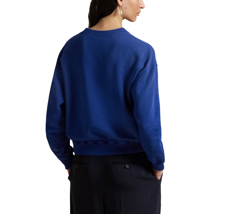 Polo Ralph Lauren Women's Polo Bear Lightweight Fleece Crewneck Blue Yacht