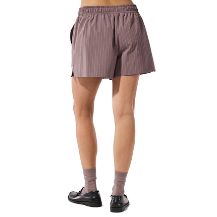 alo Women's Pinstripe Daylight Boxer Short Mushroom/Ivory