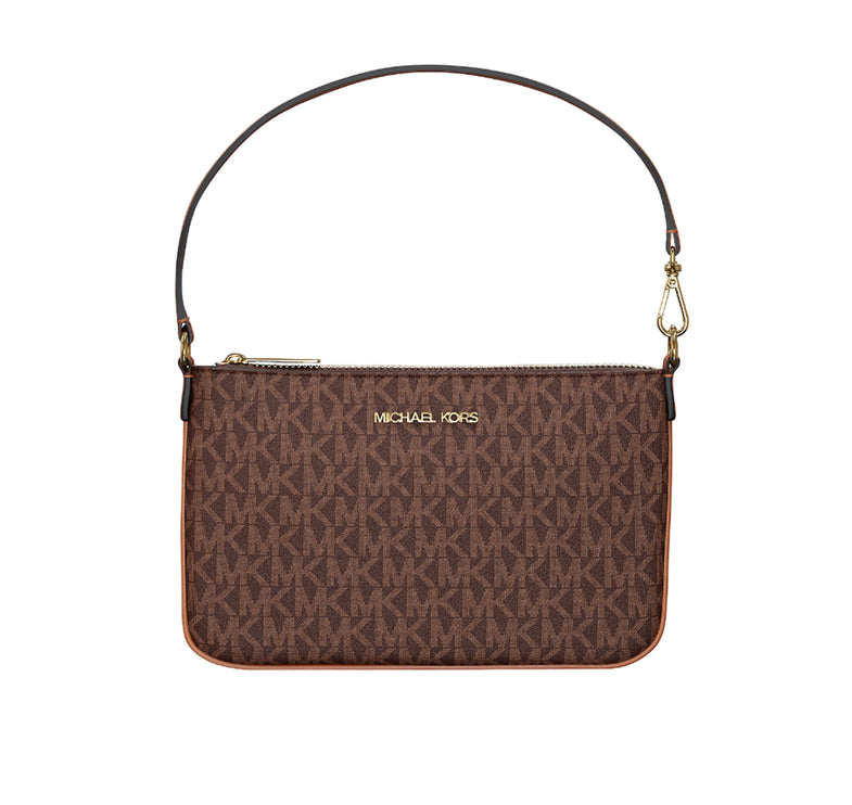Michael Kors Women's Jet Set Small Signature Logo Convertible Wristlet Brown -Hemen Kargoda
