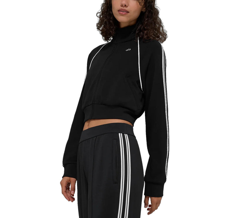 alo Women's Track Star Full Zip Jacket Black