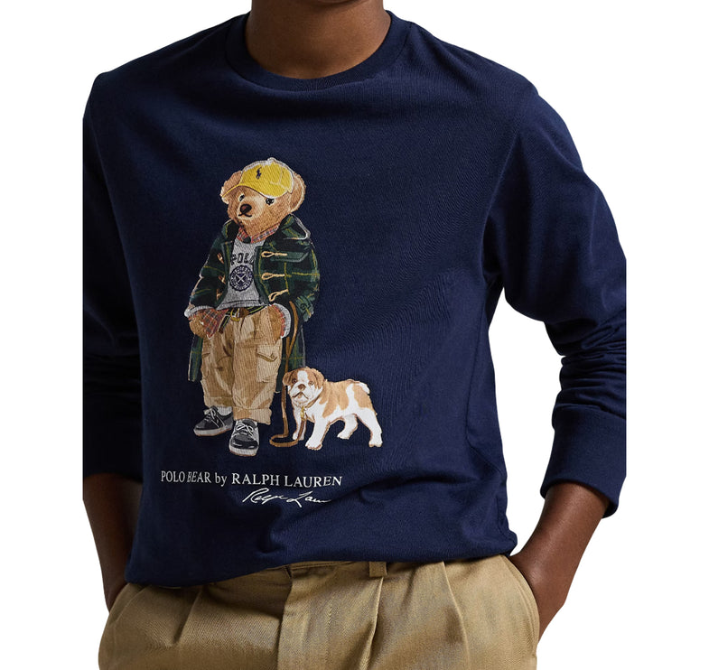 Polo Ralph Lauren Boy's Polo Bear Cotton Long-Sleeve Tee Refined Navy