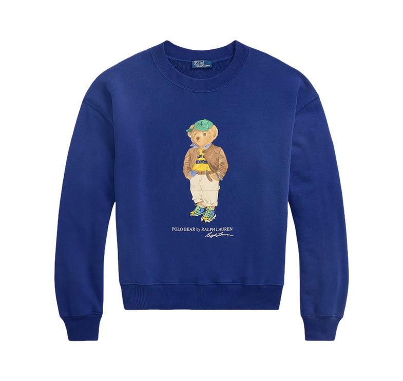 Polo Ralph Lauren Women's Polo Bear Lightweight Fleece Crewneck Blue Yacht